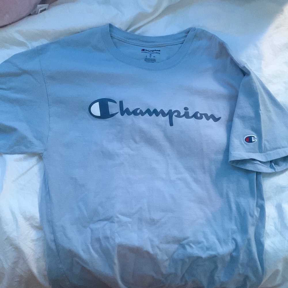 blue champion shirt !